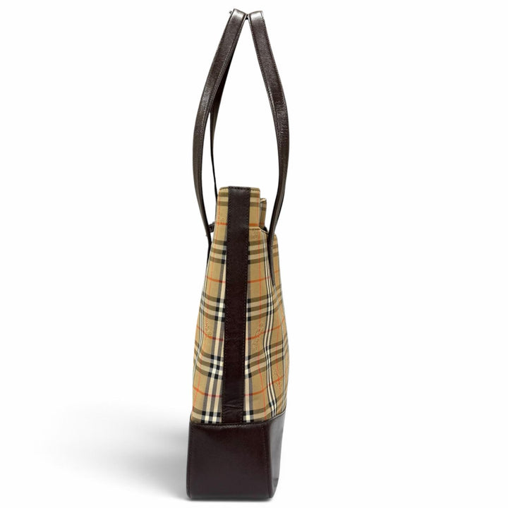 Excellent BURBERRY Tote Bag Logo embossed, Nova Check pattern, leather accents
