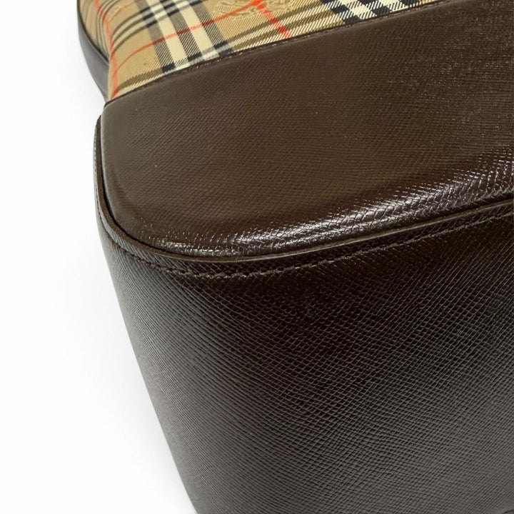 Excellent BURBERRY Tote Bag Logo embossed, Nova Check pattern, leather accents