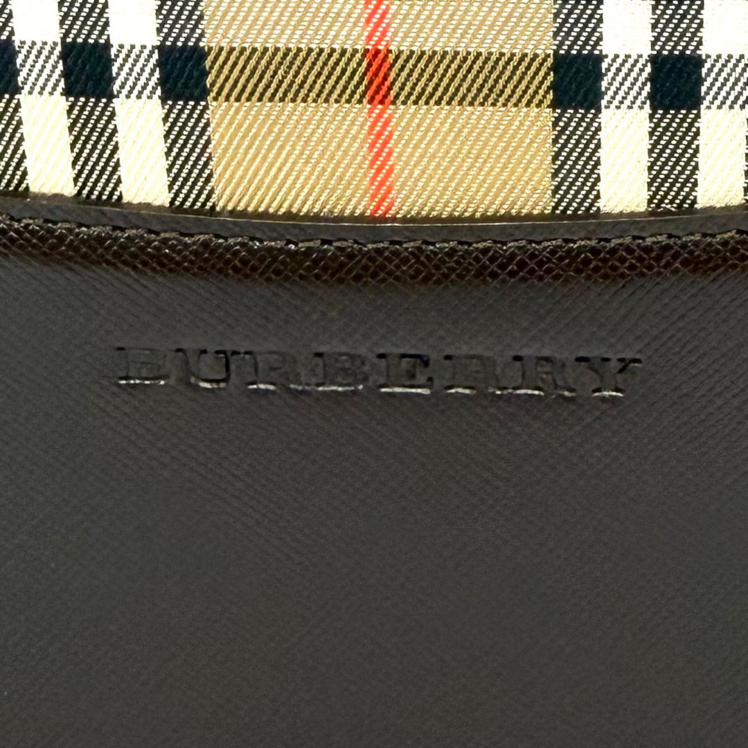 Excellent BURBERRY Tote Bag Logo embossed, Nova Check pattern, leather accents