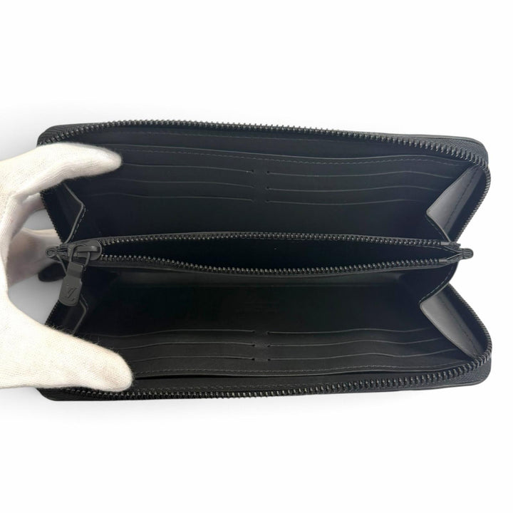 Excellent LOUIS VUITTON Purse Zippy Wallet Horizontal black Monogram shadow