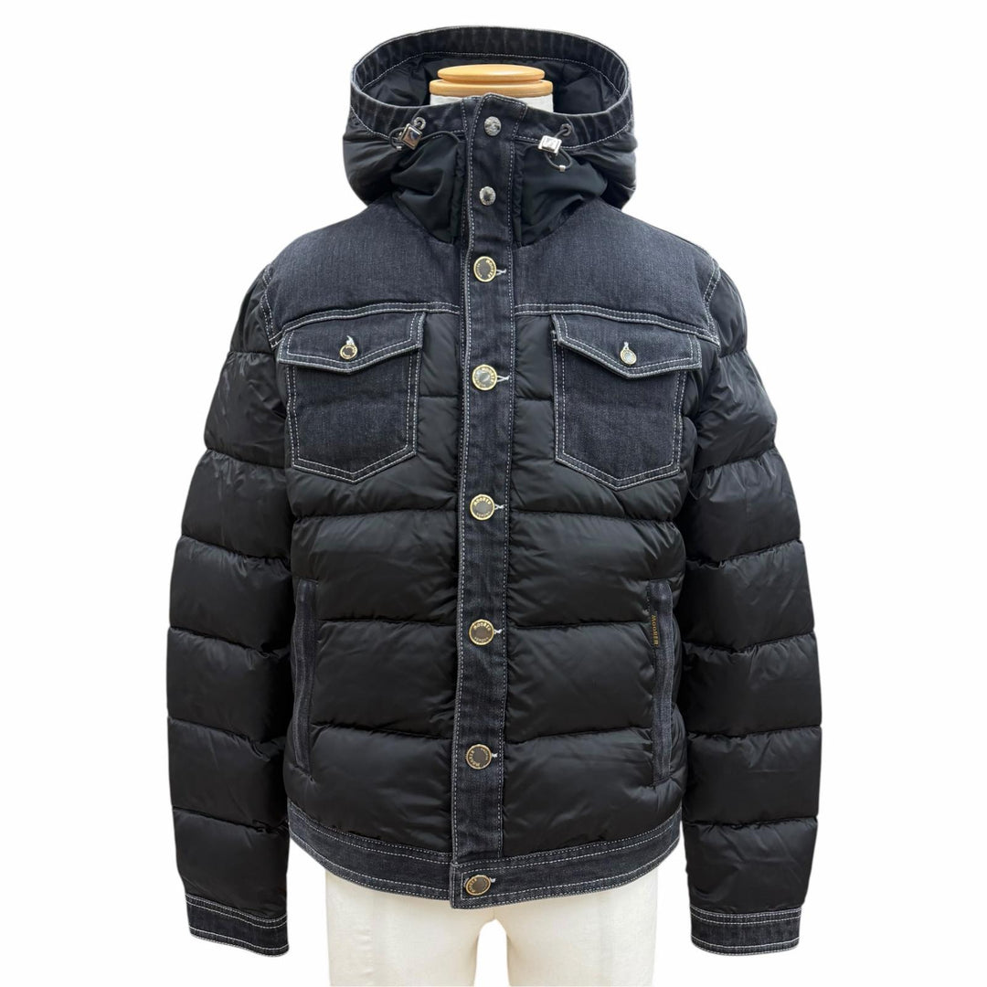 Great MOORER Down jacket TURATO-106S Nylon denim panel hooded jacket black IT 48