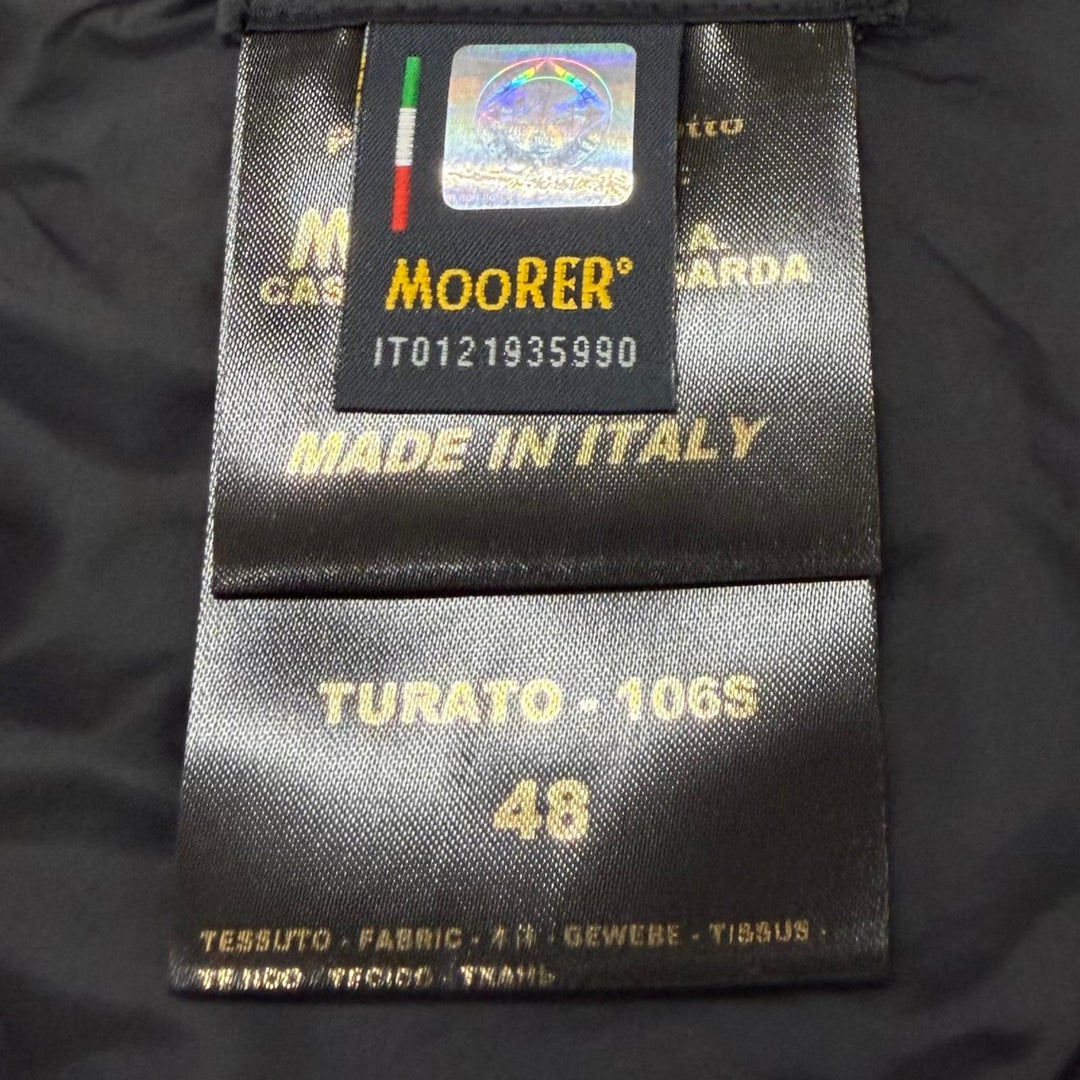 Great MOORER Down jacket TURATO-106S Nylon denim panel hooded jacket black IT 48