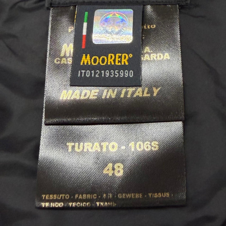 Great MOORER Down jacket TURATO-106S Nylon denim panel hooded jacket black IT 48
