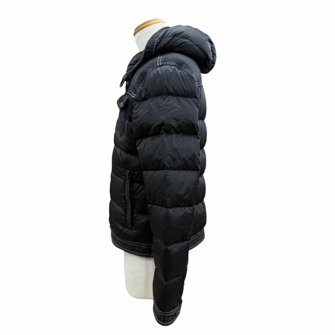 Great MOORER Down jacket TURATO-106S Nylon denim panel hooded jacket black IT 48