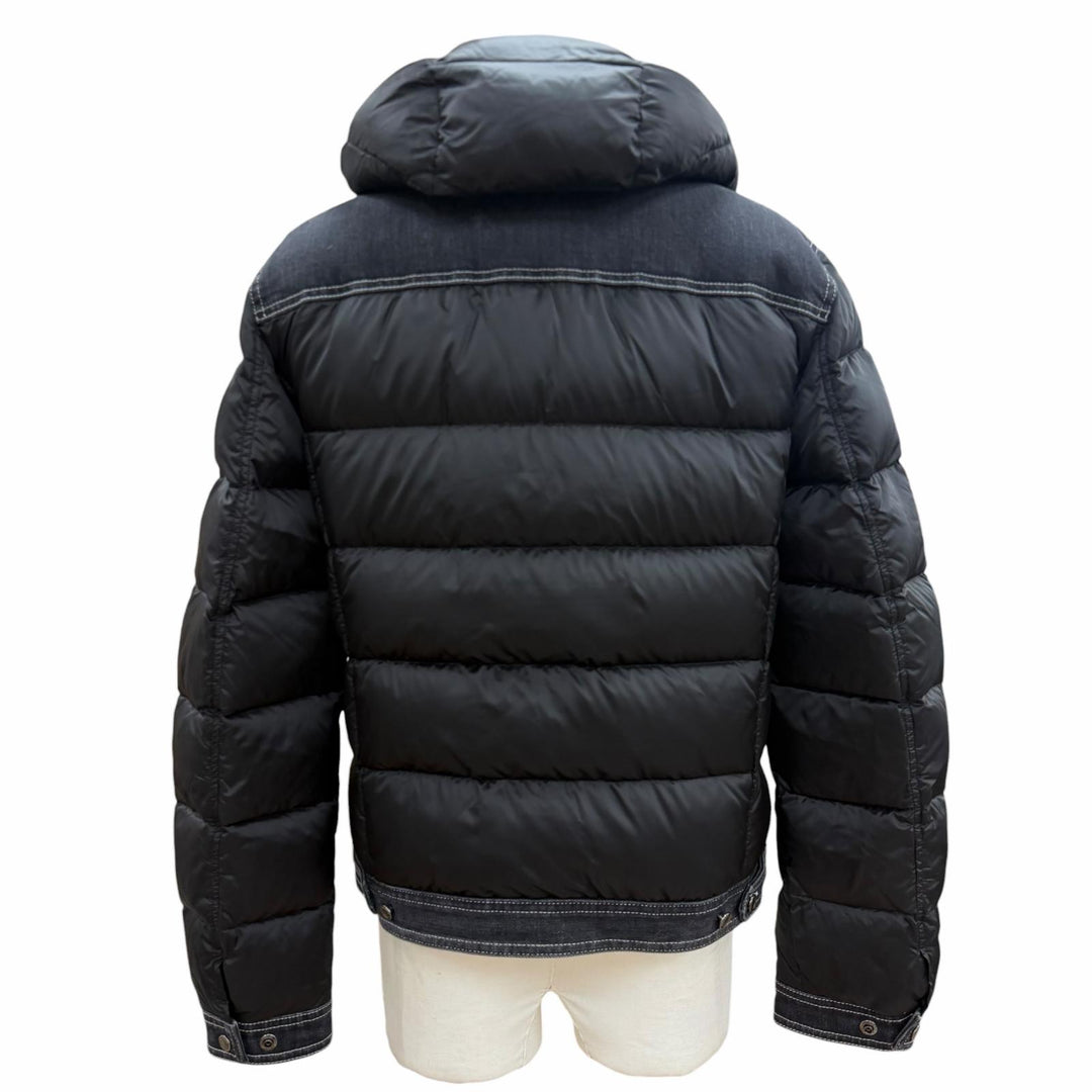 Great MOORER Down jacket TURATO-106S Nylon denim panel hooded jacket black IT 48
