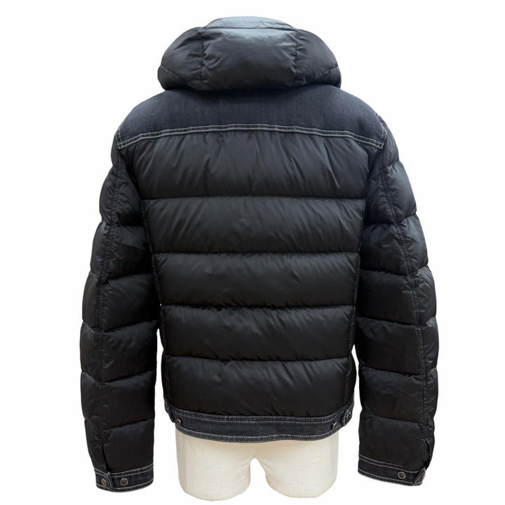 Great MOORER Down jacket TURATO-106S Nylon denim panel hooded jacket black IT 48