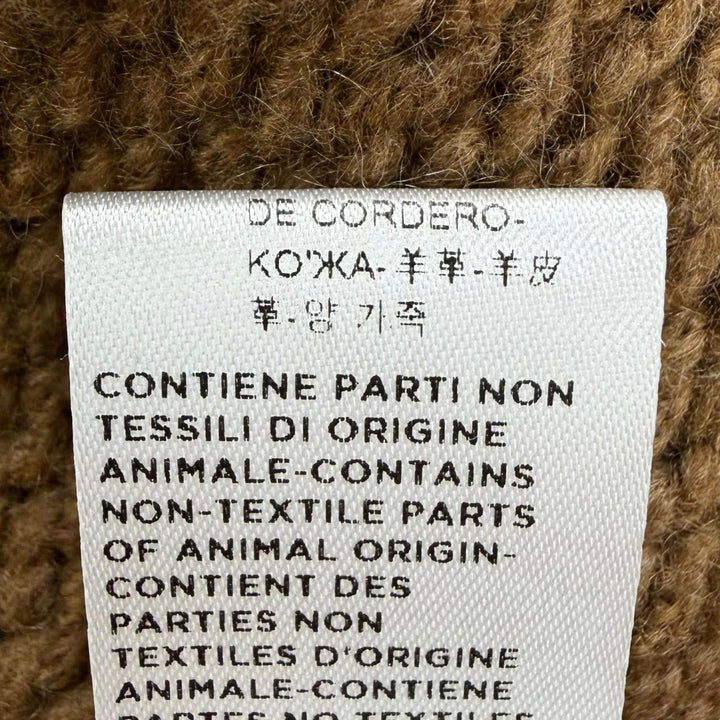 Excellent Agnona poncho Turtleneck knit cape with fringe Brown cashmere S