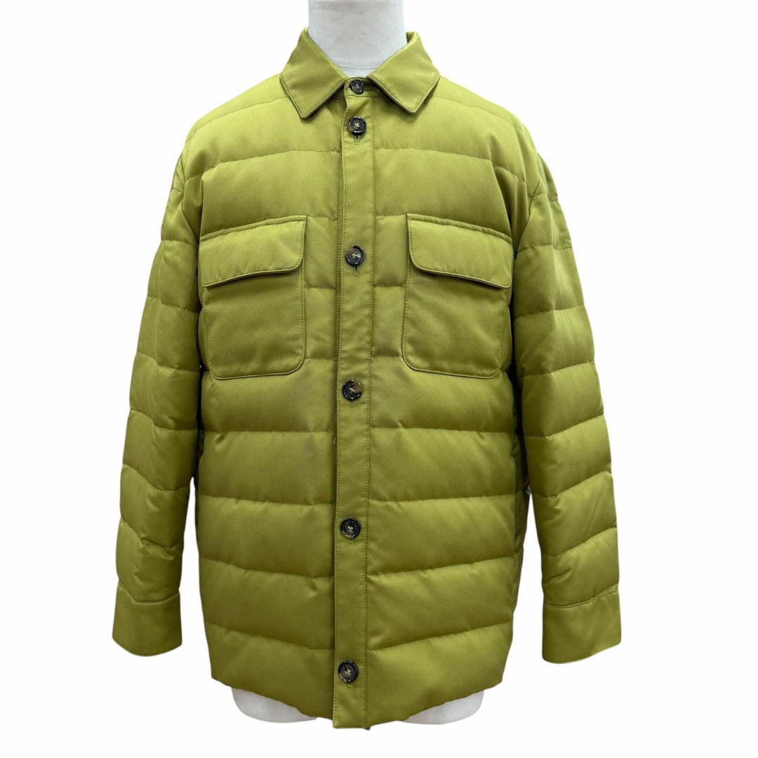 Great Loro Piana Down jacket RAIN SYSTEM Goat leather accents, green M FAL8088