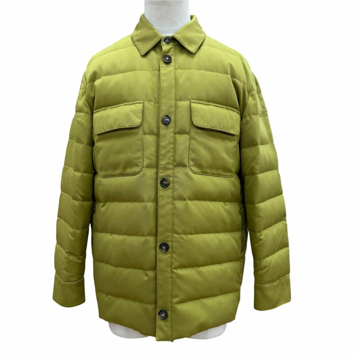 Great Loro Piana Down jacket RAIN SYSTEM Goat leather accents, green M FAL8088