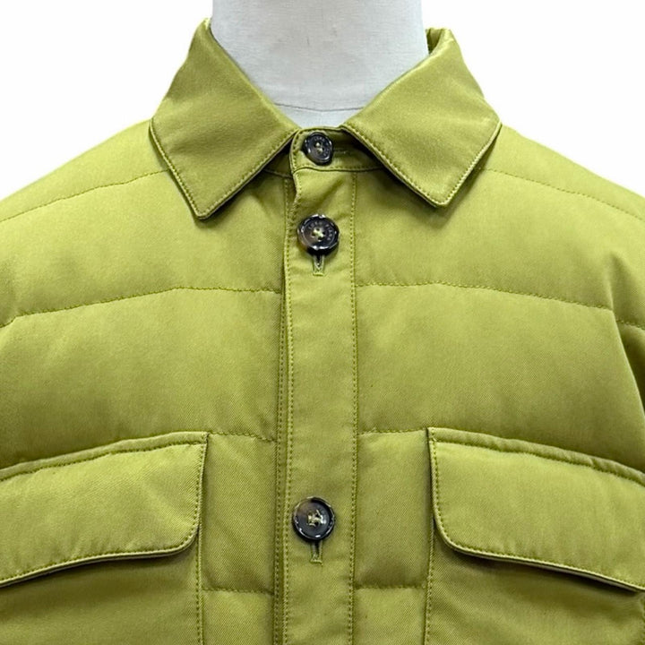Great Loro Piana Down jacket RAIN SYSTEM Goat leather accents, green M FAL8088