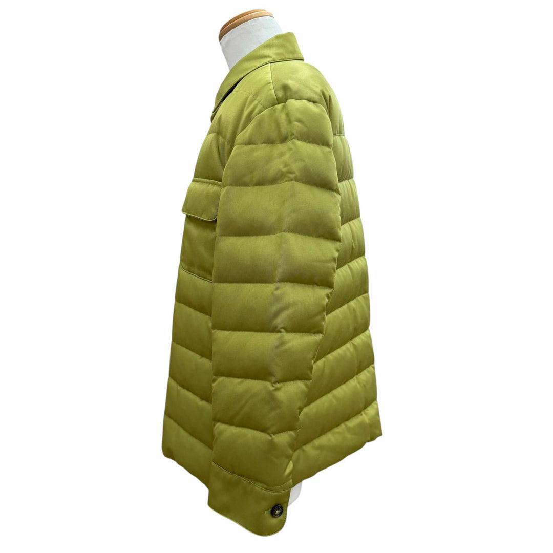 Great Loro Piana Down jacket RAIN SYSTEM Goat leather accents, green M FAL8088