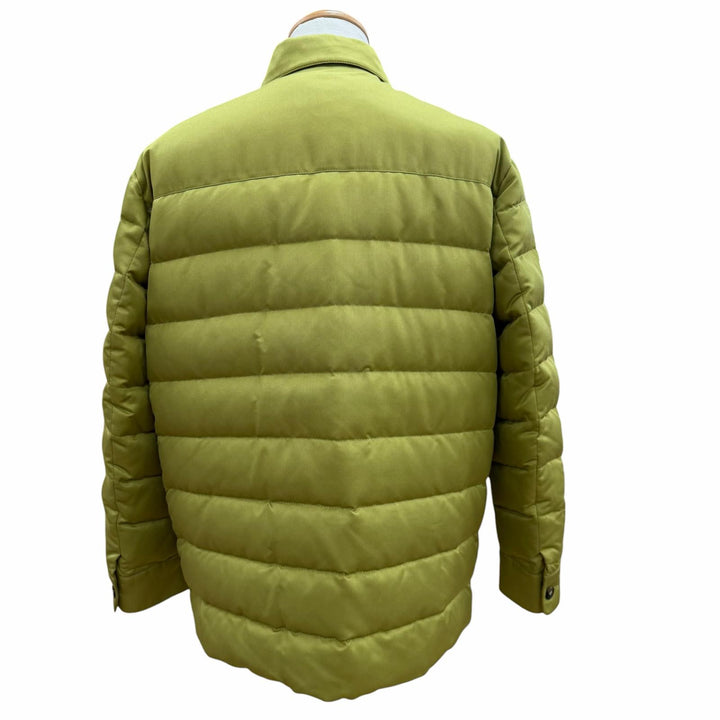 Great Loro Piana Down jacket RAIN SYSTEM Goat leather accents, green M FAL8088