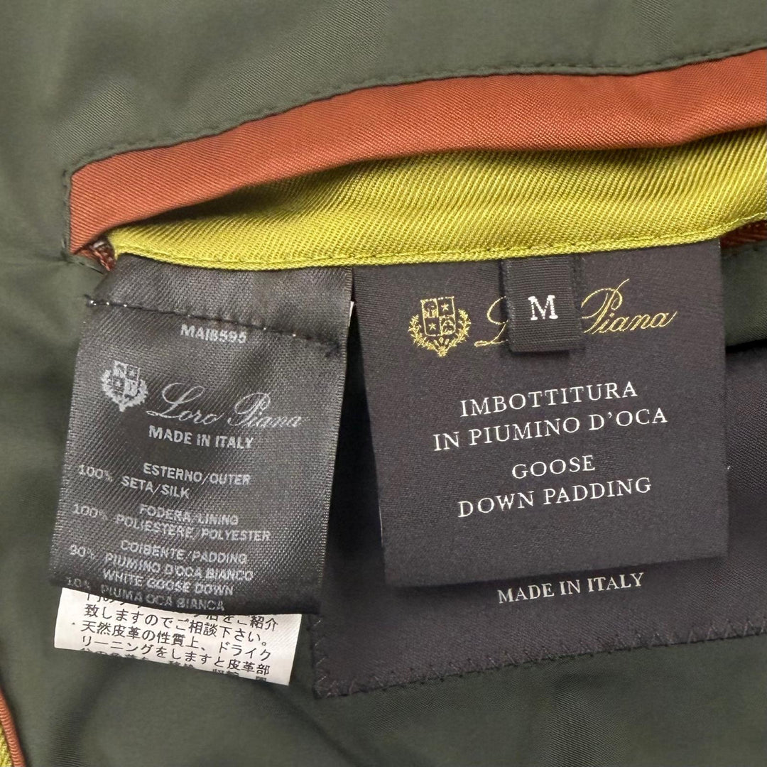 Great Loro Piana Down jacket RAIN SYSTEM Goat leather accents, green M FAL8088