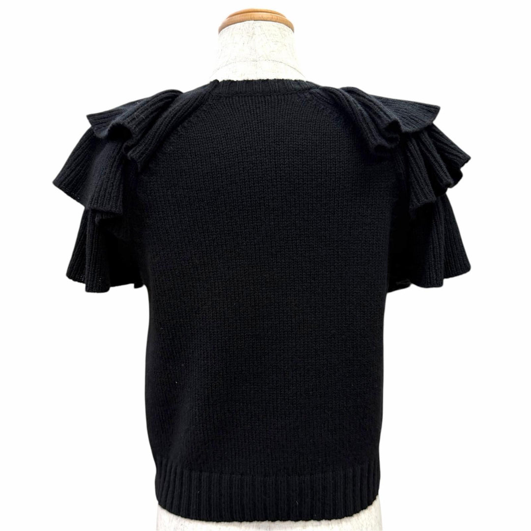 Excellent Christian Dior Short sleeve knit Frill Design cashmere 40 324S13AM003