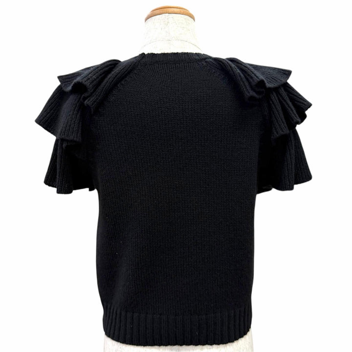 Excellent Christian Dior Short sleeve knit Frill Design cashmere 40 324S13AM003