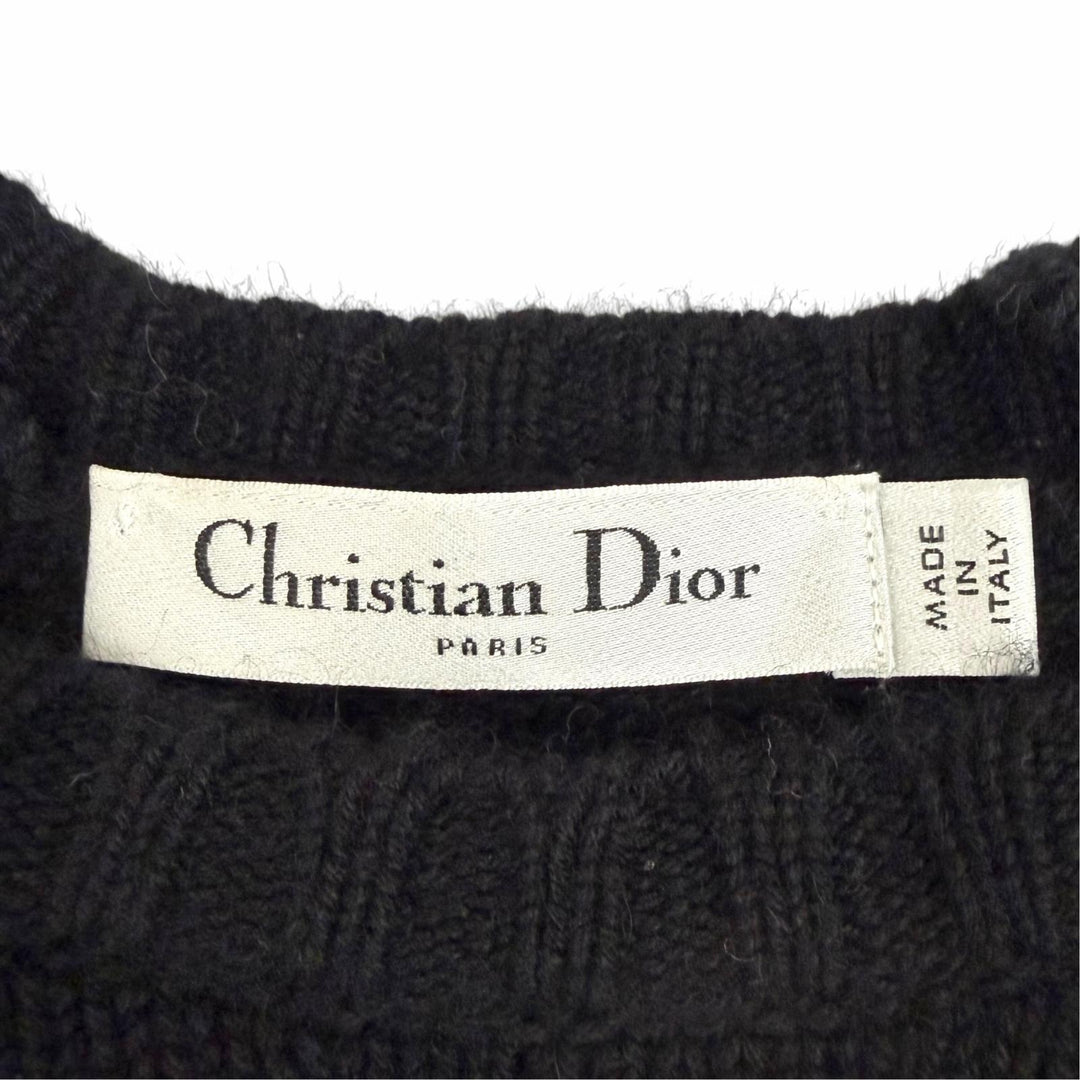 Excellent Christian Dior Short sleeve knit Frill Design cashmere 40 324S13AM003