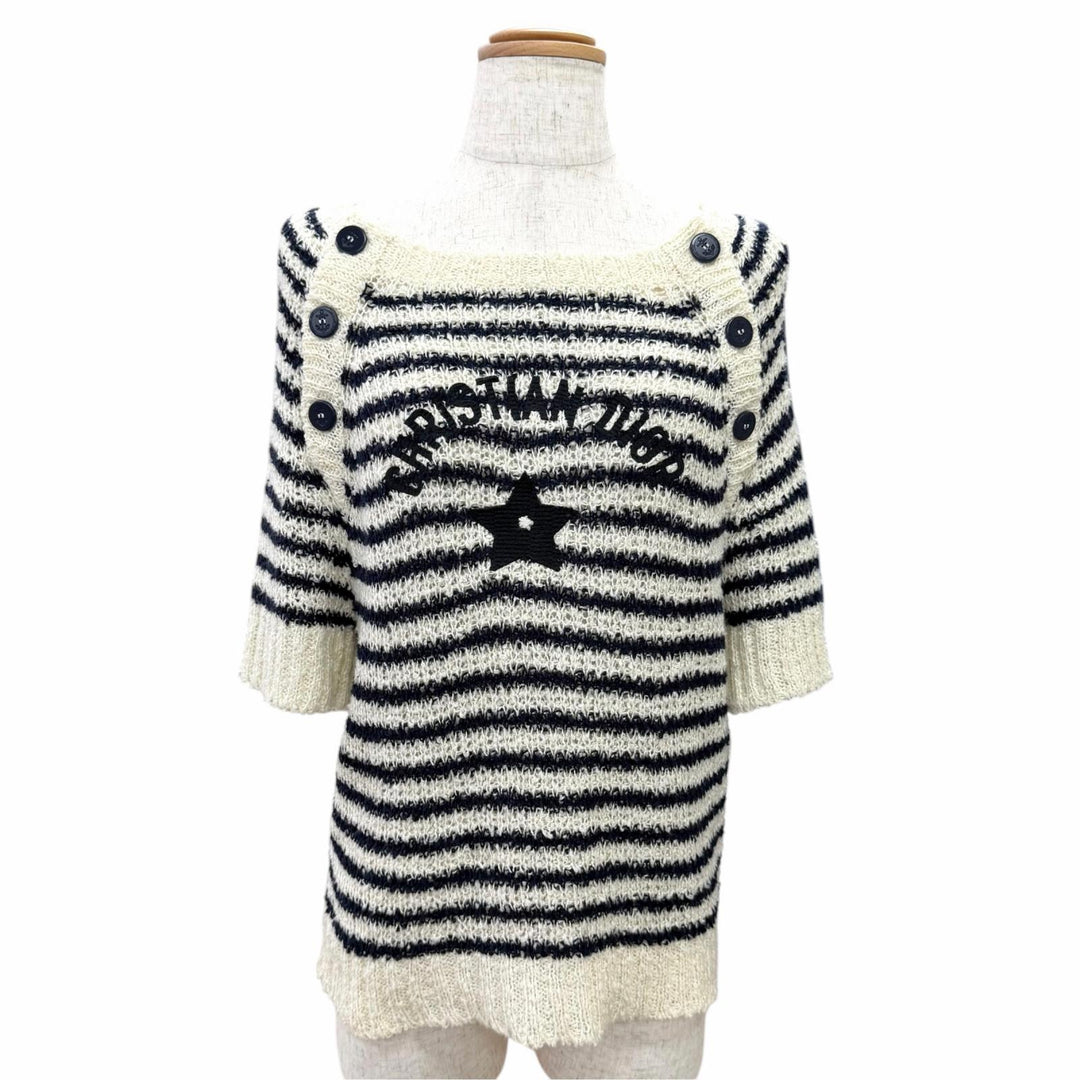 Excellent Christian Dior Short sleeve knit Marinier Anchor Button 40 524S24A7026