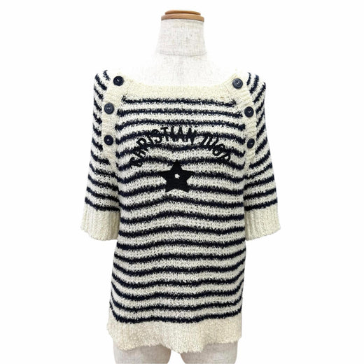 Excellent Christian Dior Short sleeve knit Marinier Anchor Button 40 524S24A7026