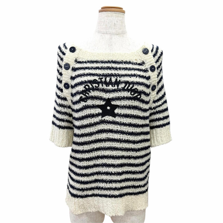 Excellent Christian Dior Short sleeve knit Marinier Anchor Button 40 524S24A7026