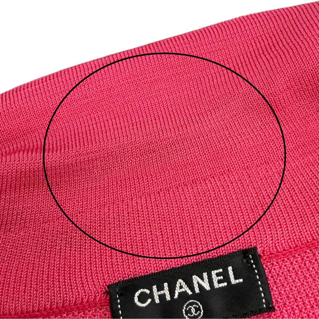 Great CHANEL Short sleeve polo shirt COCO Mark button pink 34 21P P70430K10050