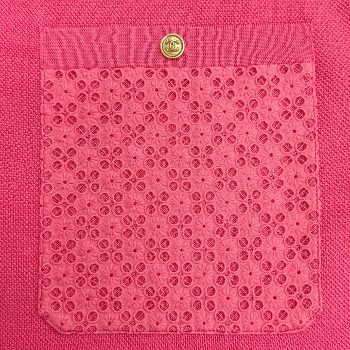 Great CHANEL Short sleeve polo shirt COCO Mark button pink 34 21P P70430K10050