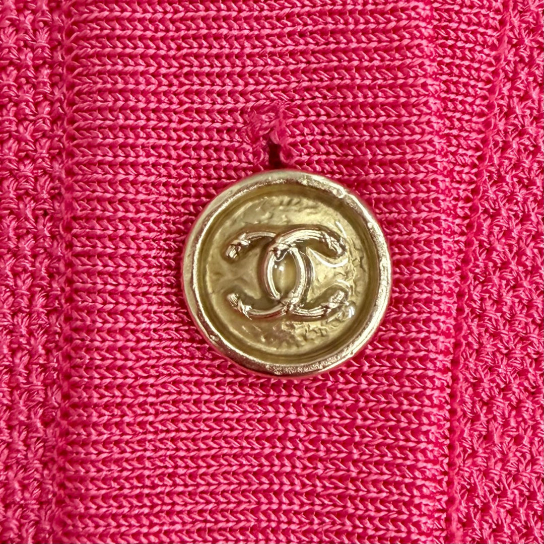 Great CHANEL Short sleeve polo shirt COCO Mark button pink 34 21P P70430K10050