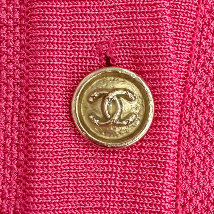 Great CHANEL Short sleeve polo shirt COCO Mark button pink 34 21P P70430K10050