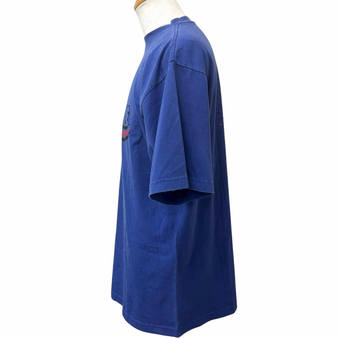 Excellent BALENCIAGA Short sleeve T-shirt Distressed finish campaign logo Navy