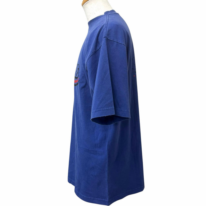 Excellent BALENCIAGA Short sleeve T-shirt Distressed finish campaign logo Navy