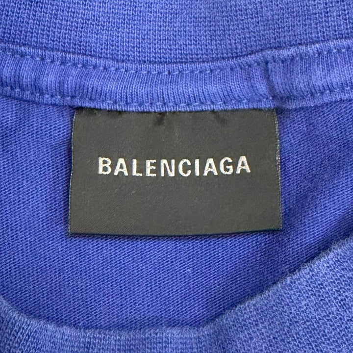 Excellent BALENCIAGA Short sleeve T-shirt Distressed finish, campaign logo