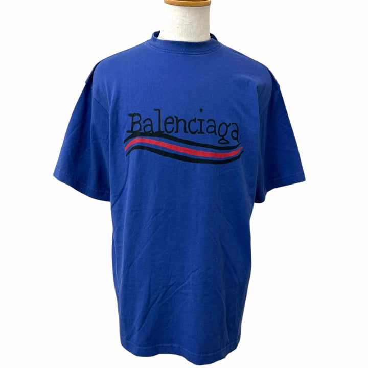 Excellent BALENCIAGA Short sleeve T-shirt Distressed finish, campaign logo