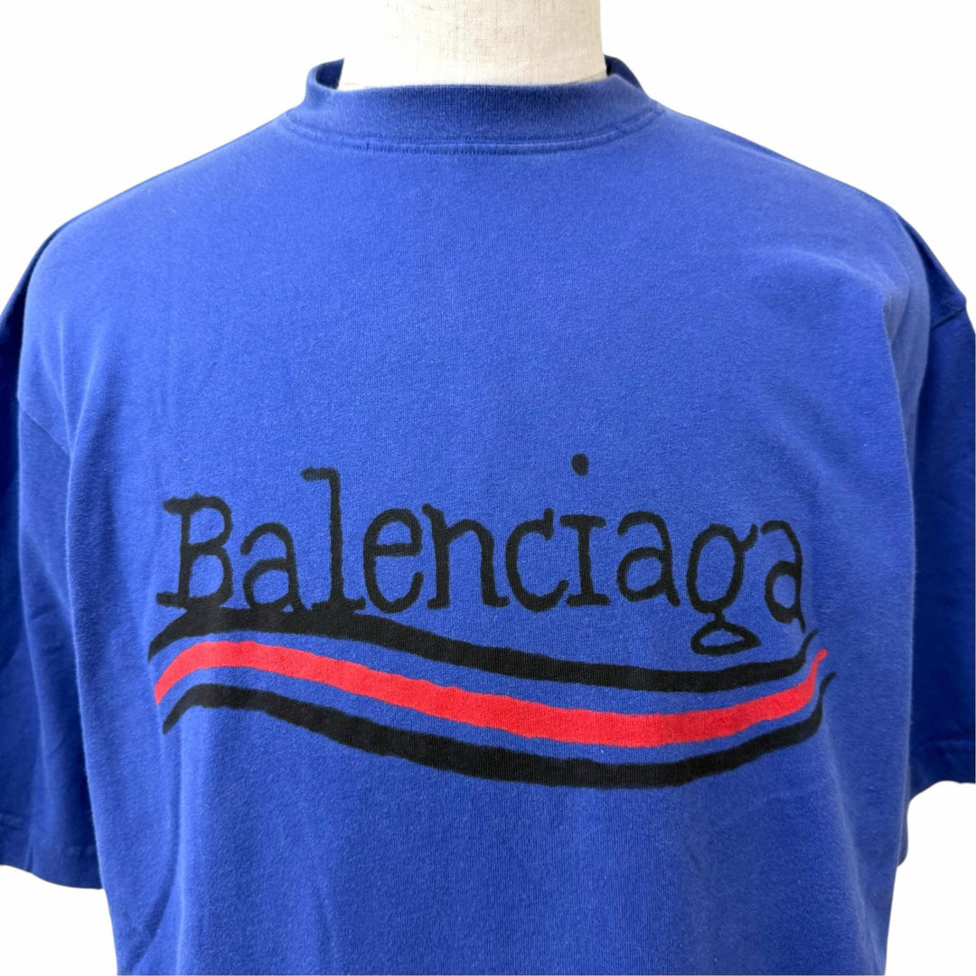 Excellent BALENCIAGA Short sleeve T-shirt Distressed finish, campaign logo