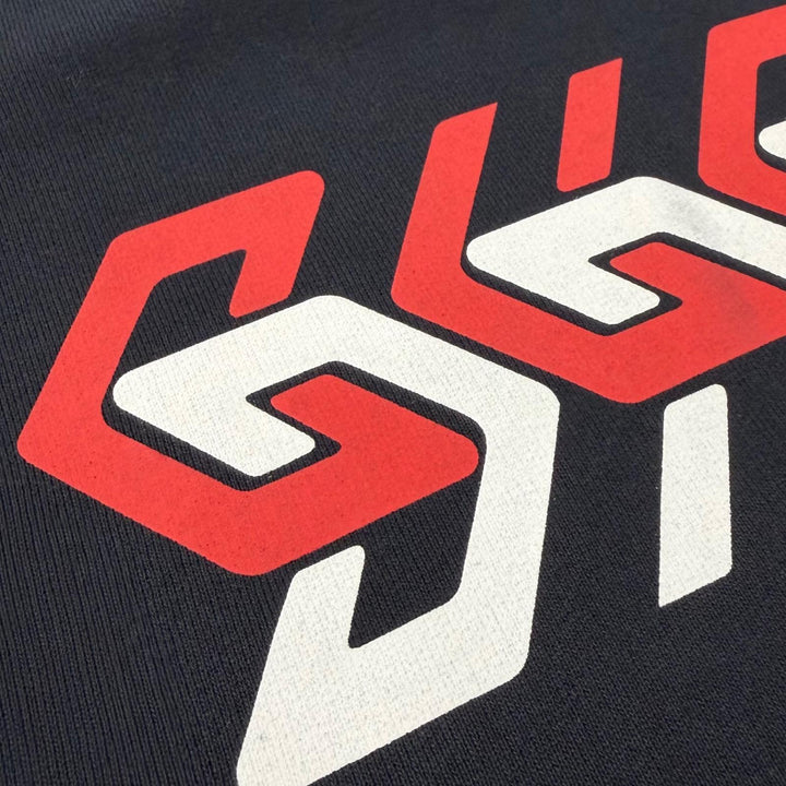 Discounted Great GUCCI hoodie Logo print hooded pullover black cotton mens M 681210