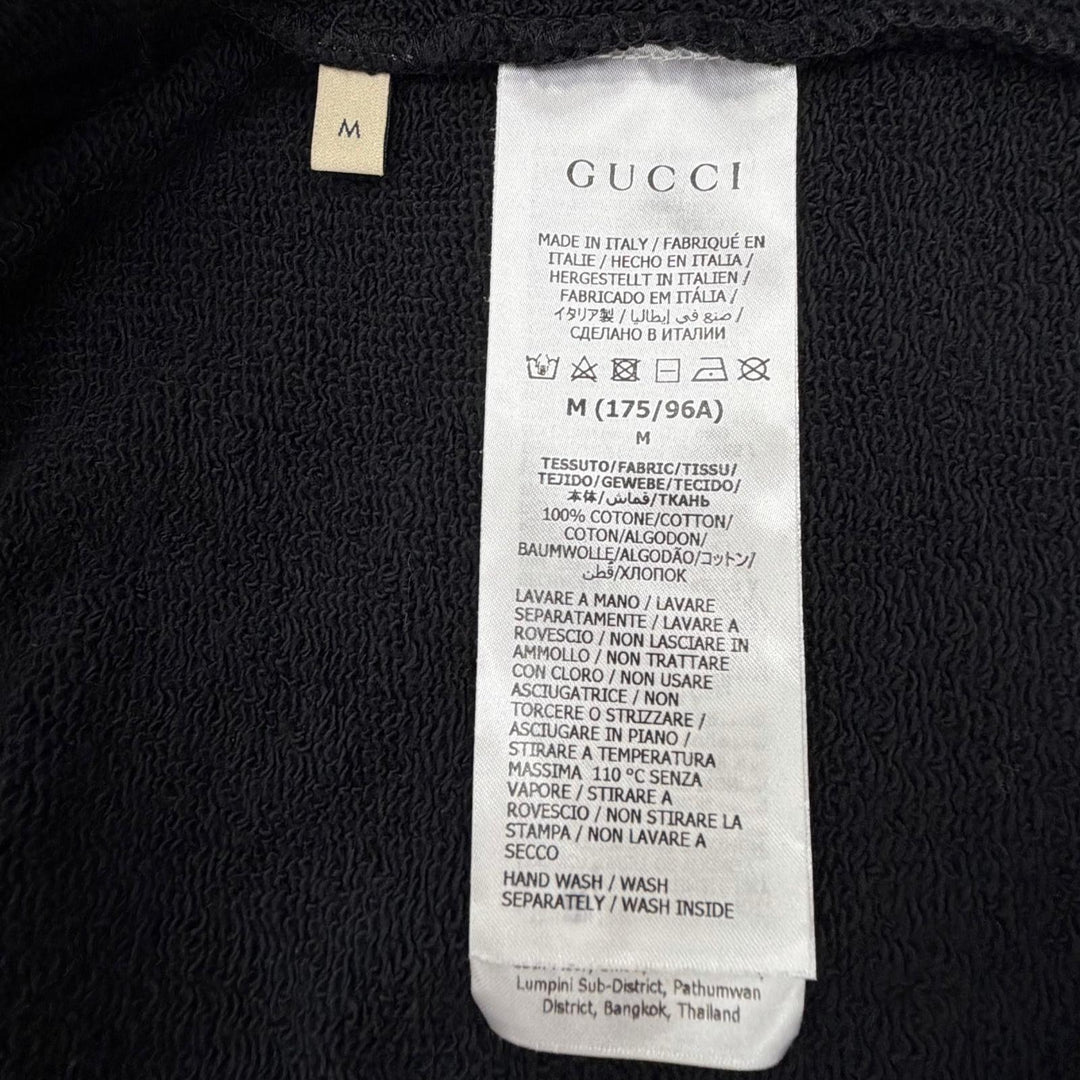 Discounted Great GUCCI hoodie Logo print hooded pullover black cotton mens M 681210