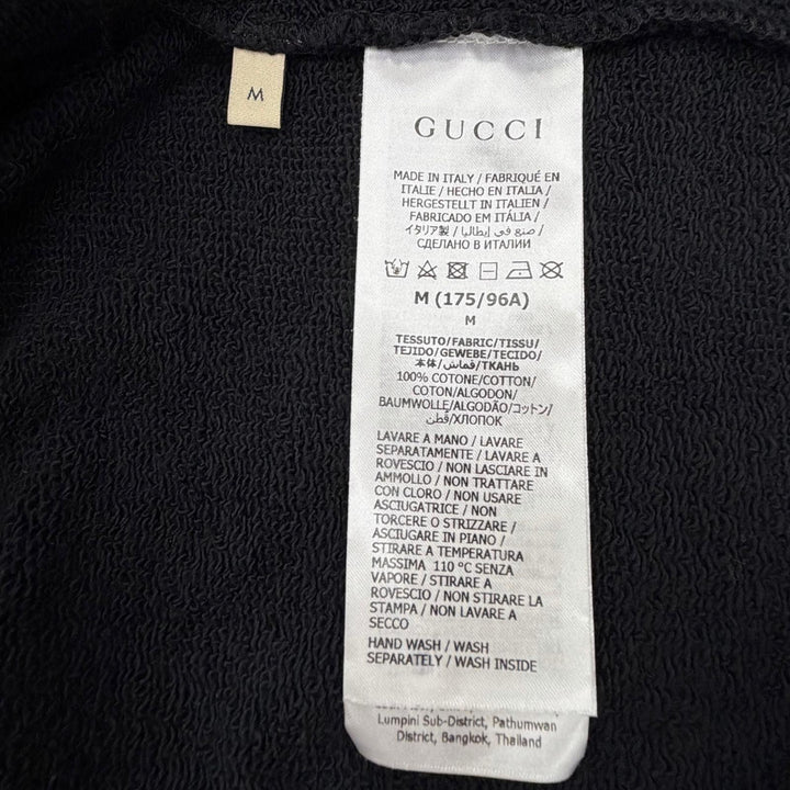 Discounted Great GUCCI hoodie Logo print hooded pullover black cotton mens M 681210