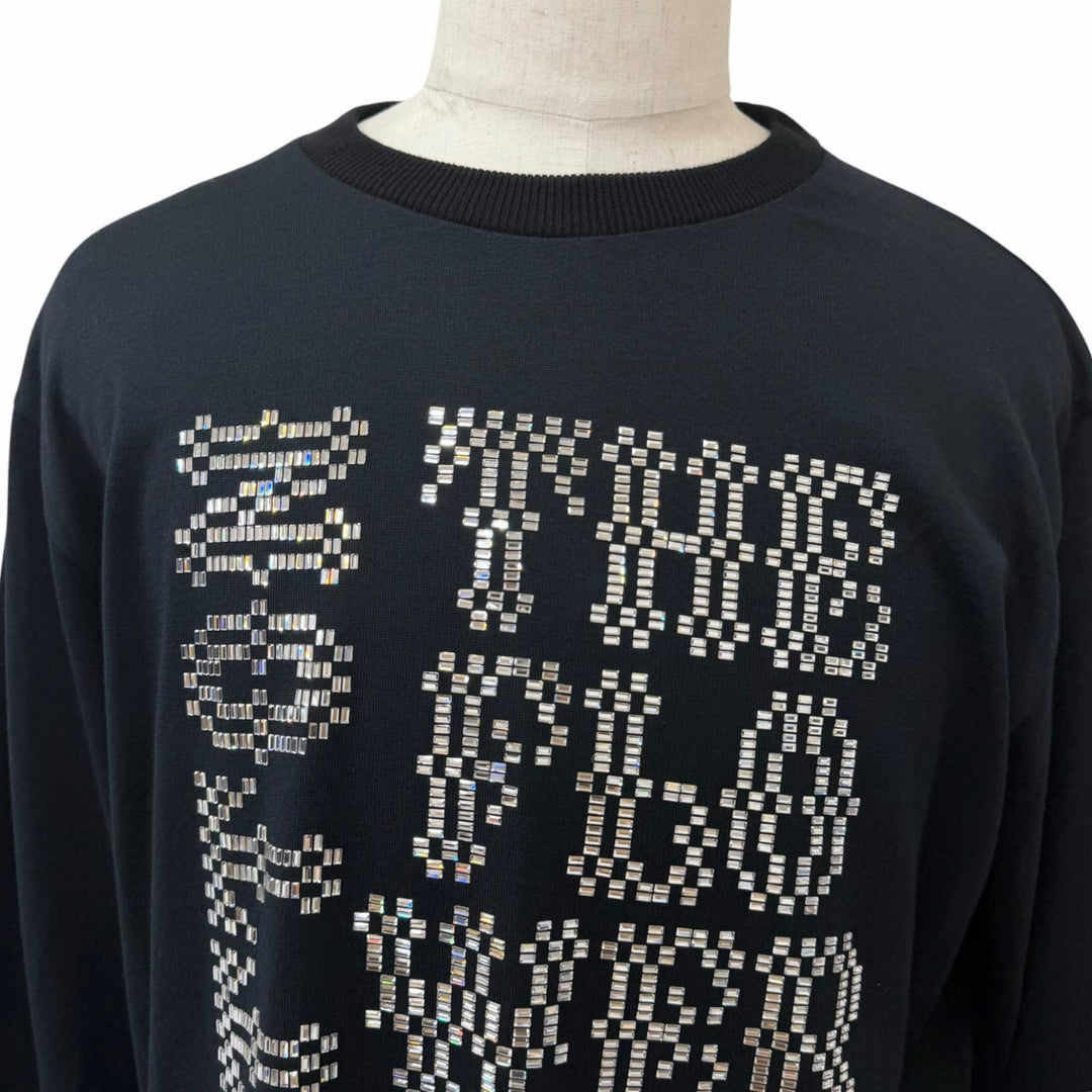 Excellent LOUIS VUITTON sweater Embellished Crewneck black wool mens L