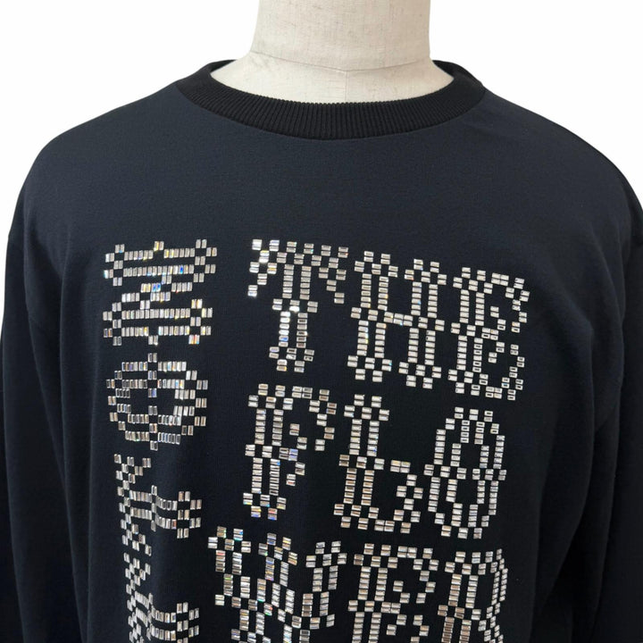 Excellent LOUIS VUITTON sweater Embellished Crewneck black wool mens L