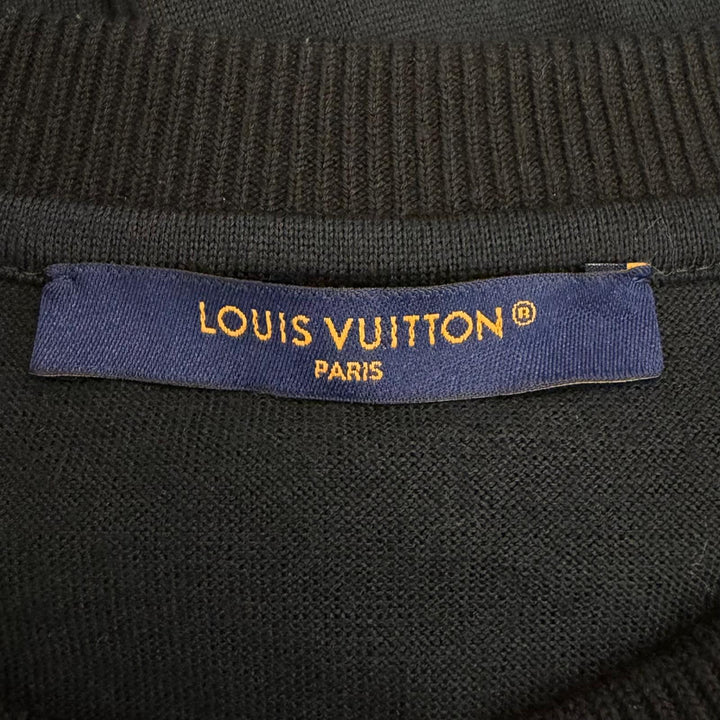 Excellent LOUIS VUITTON sweater Embellished Crewneck black wool mens L