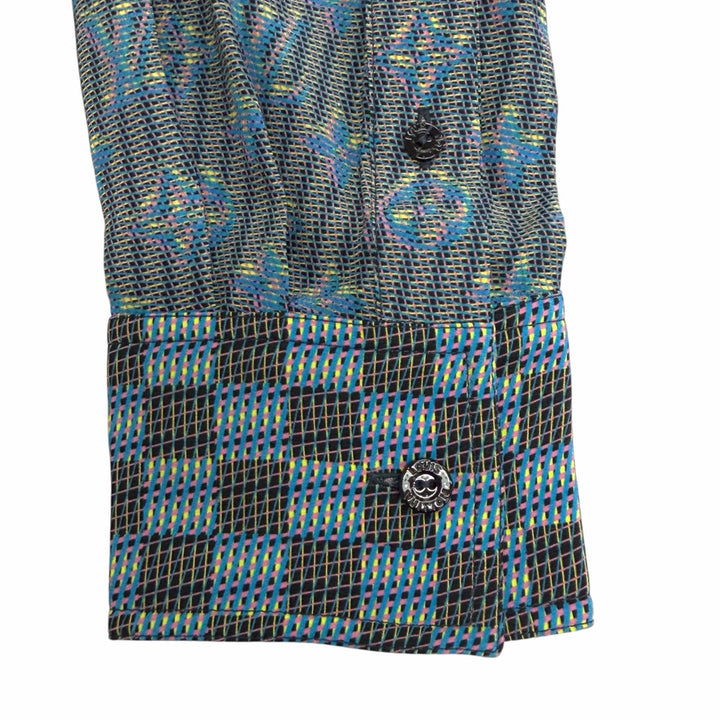 Pristine LOUIS VUITTON Long sleeve shirt 3D monogram print logo buttons silk 34