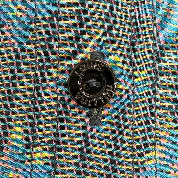 Pristine LOUIS VUITTON Long sleeve shirt 3D monogram print logo buttons silk 34