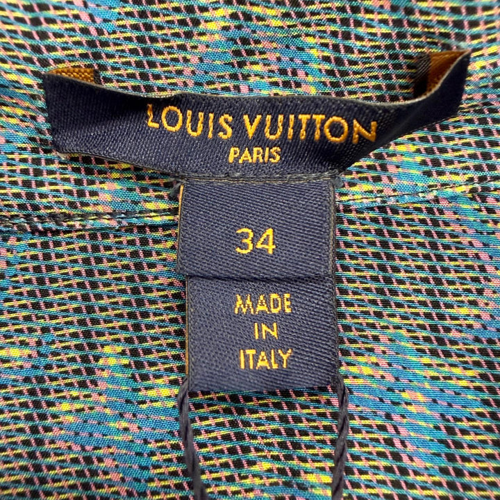 Pristine LOUIS VUITTON Long sleeve shirt 3D monogram print logo buttons silk 34