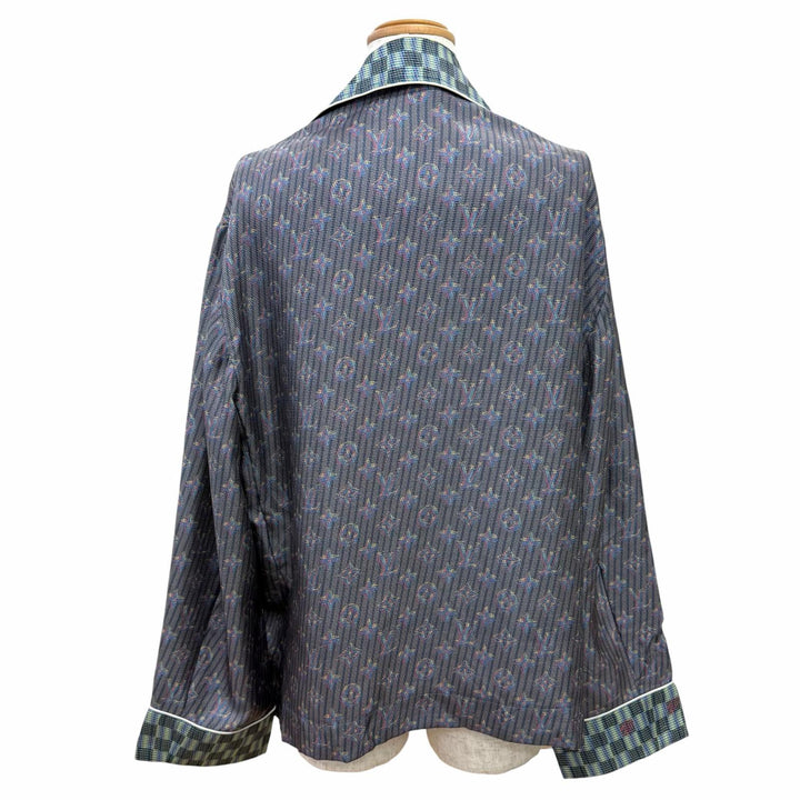 Pristine LOUIS VUITTON Long sleeve shirt LV buttoned, 3D monogram print silk 34