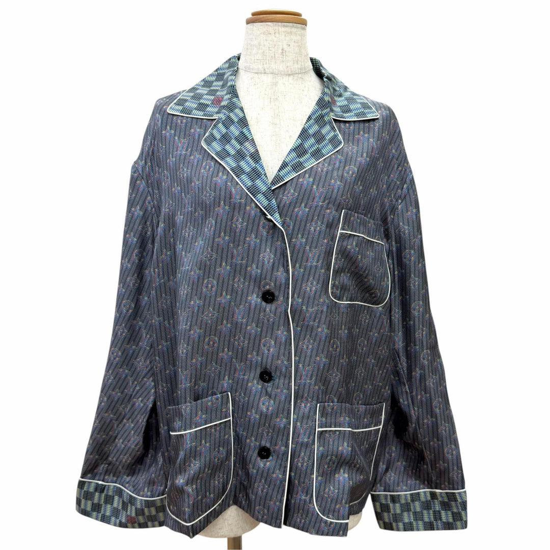 Pristine LOUIS VUITTON Long sleeve shirt LVbuttoned 3D monogram print silk IT 38