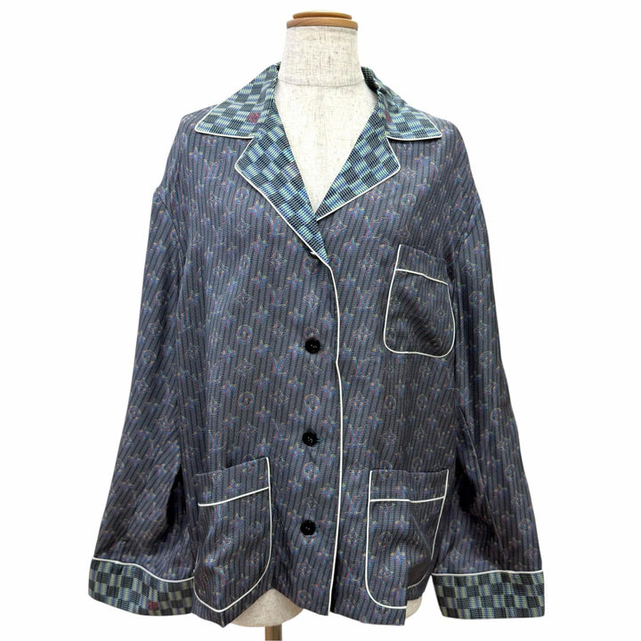Pristine LOUIS VUITTON Long sleeve shirt LVbuttoned 3D monogram print silk IT 38