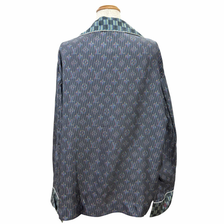 Pristine LOUIS VUITTON Long sleeve shirt LVbuttoned 3D monogram print silk IT 38