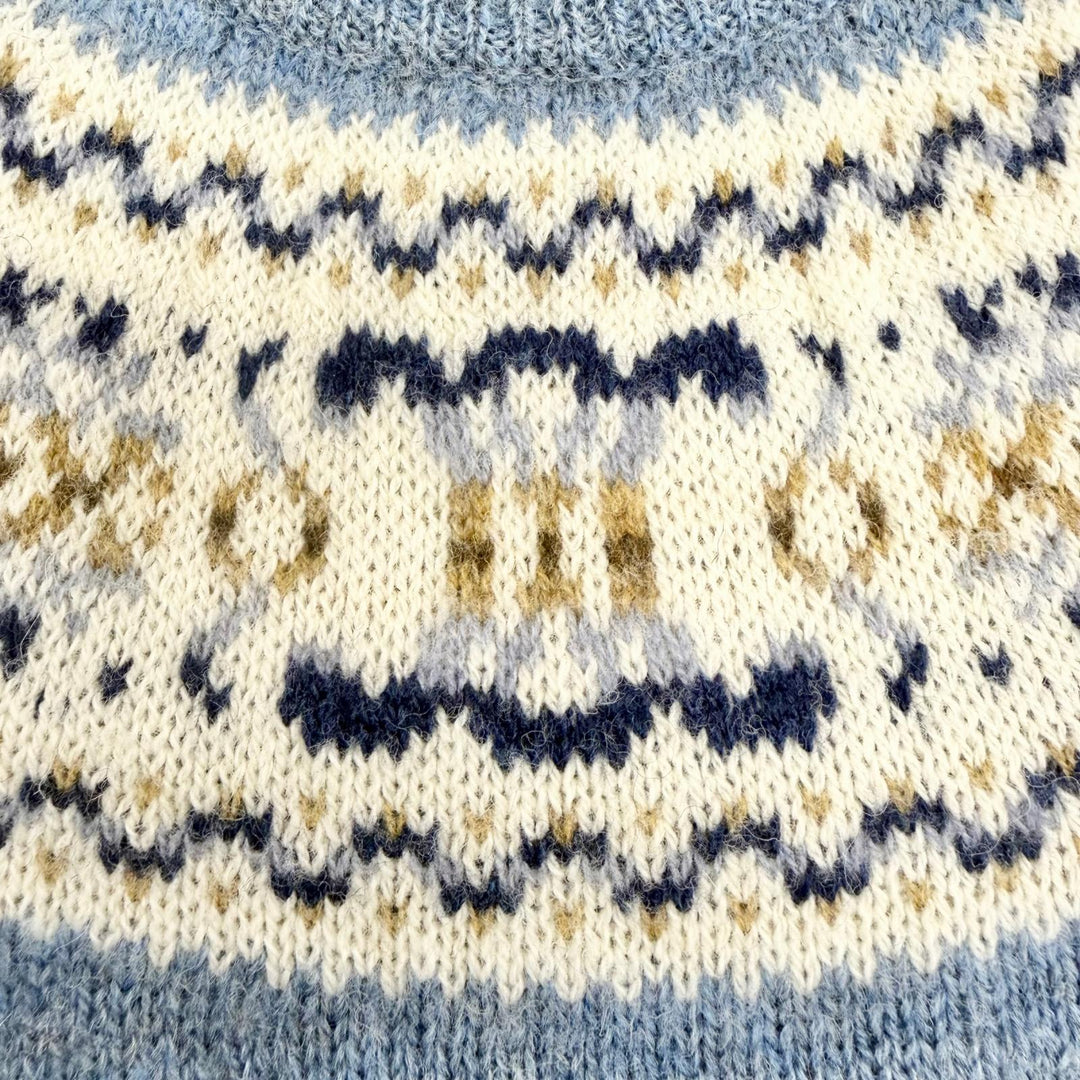 Excellent CELINE Short sleeve knit Triomphe Fair Isle Wool Sweater XS 2ADLI875Z