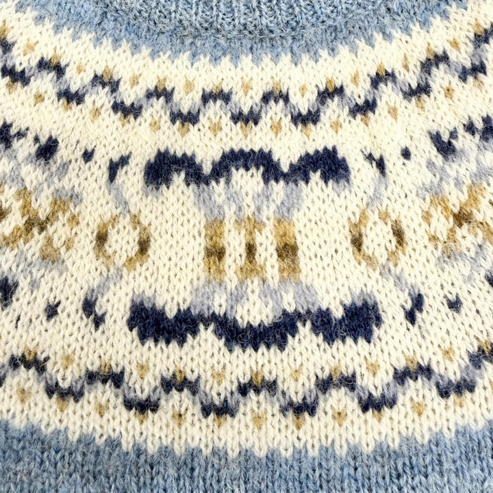 Excellent CELINE Short sleeve knit Triomphe Fair Isle Wool Sweater XS 2ADLI875Z