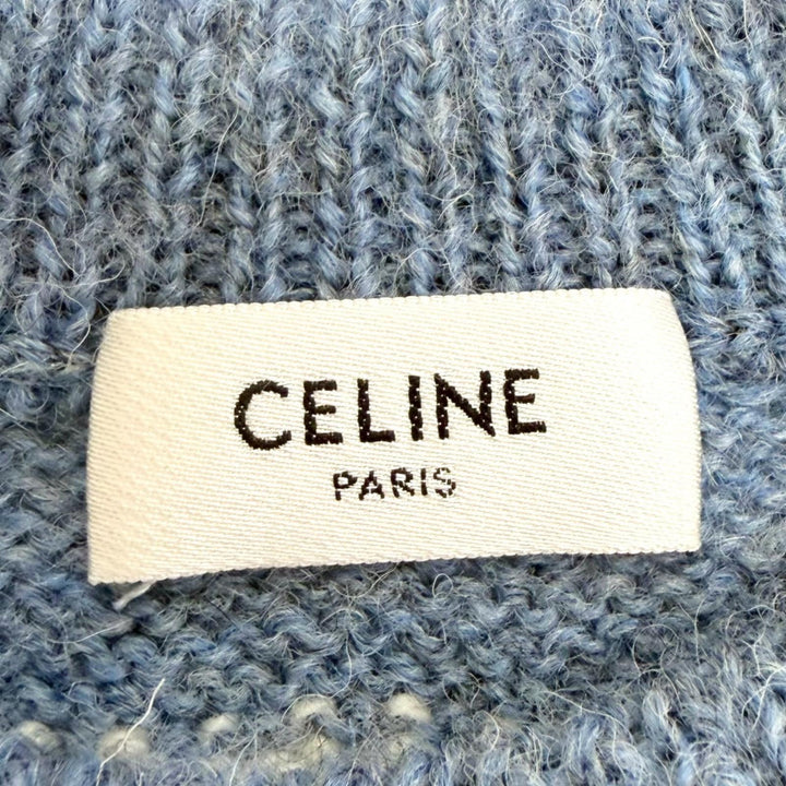 Excellent CELINE Short sleeve knit Triomphe Fair Isle Wool Sweater XS 2ADLI875Z