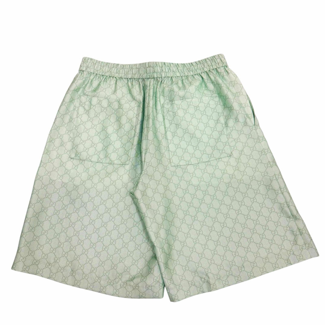 Excellent GUCCI YUKO HIGUCHI Shorts GG pattern silk twill Light green 48 864050