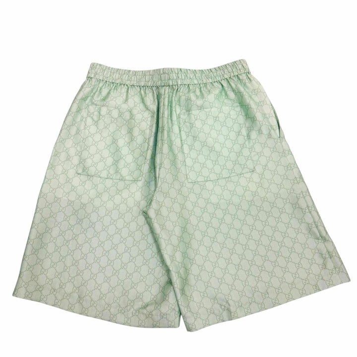 Excellent GUCCI YUKO HIGUCHI Shorts GG pattern silk twill Light green 48 864050